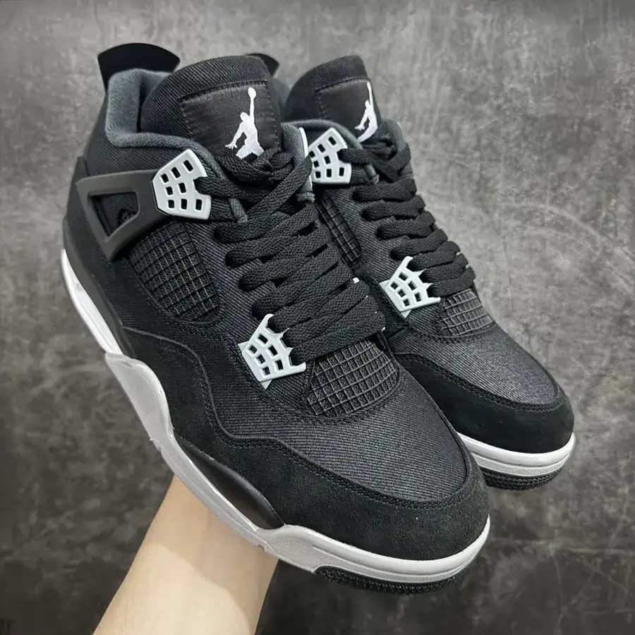 Air Jordan 4 Retro Black Canvas Authentic Basketball Shoe