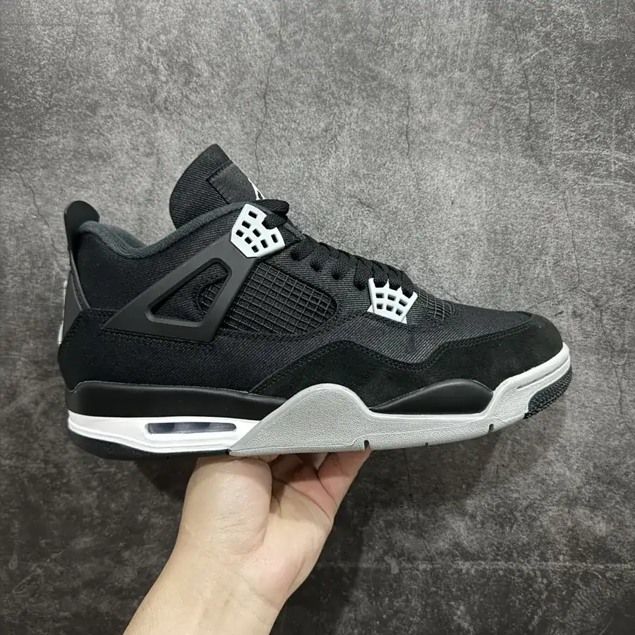 Air Jordan 4 Retro Black Canvas Authentic Basketball Shoe