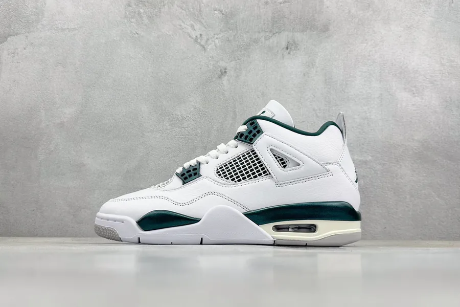 Air Jordan AJ4 Retro Original Calfskin, Oxidized White and Green
