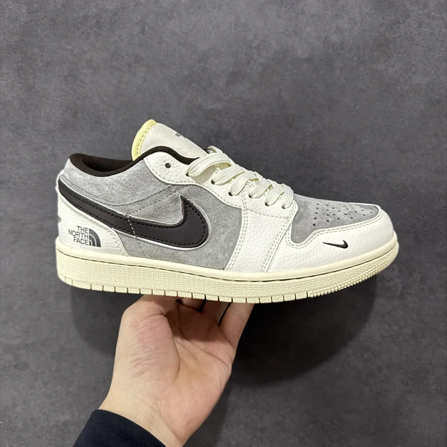 Air Jordan 1 Retro Low x The North Face Mocha Brown with Mini Hook
