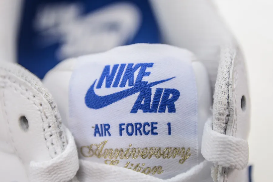 Nike Air Force 1 Low Top Sneaker White Blue Grained Rubber
