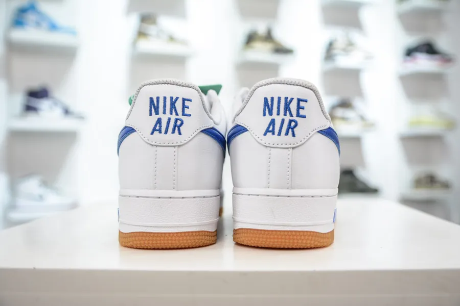 Nike Air Force 1 Low Sneaker White Blue Grained Leather