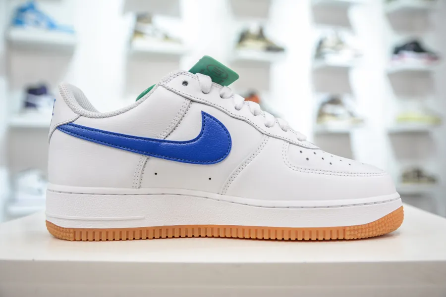 Nike Air Force 1 Low Sneaker White Blue Grained Leather