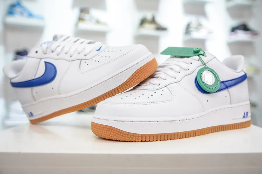 Nike Air Force 1 Low Sneaker White Blue Grained Leather