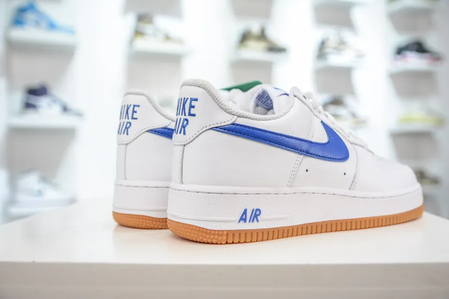 Nike Air Force 1 Low Sneaker White Blue Grained Leather