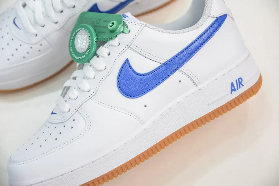 Nike Air Force 1 Low Sneaker White Blue Grained Leather