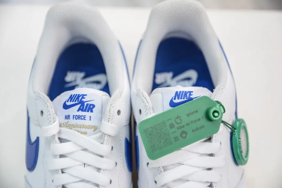 Nike Air Force 1 Low Sneaker White Blue Grained Leather