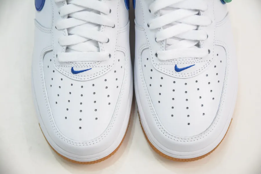 Nike Air Force 1 Low Sneaker White Blue Grained Leather