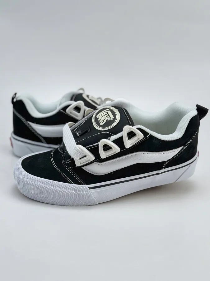 Vans Knu Skool DR Classic White Canvas Sneakers with Wide Laces