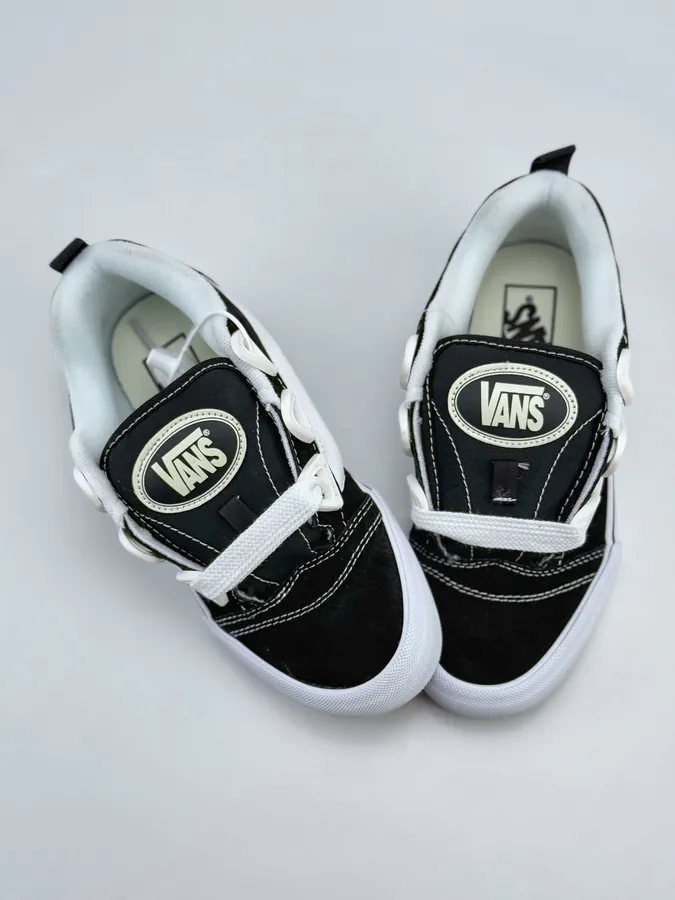 Vans Knu Skool DR Classic White Canvas Sneakers with Wide Laces