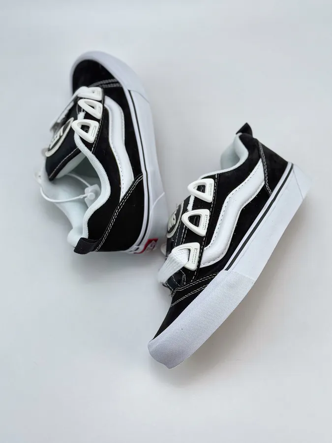 Vans Knu Skool DR Classic White Canvas Sneakers with Wide Laces