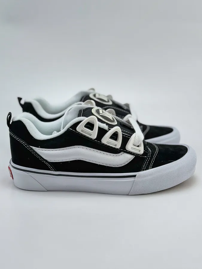 Vans Knu Skool DR Classic White Canvas Sneakers with Wide Laces