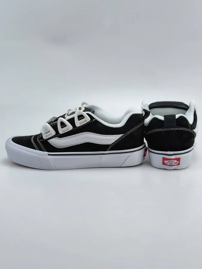 Vans Knu Skool DR Classic White Canvas Sneakers with Wide Laces