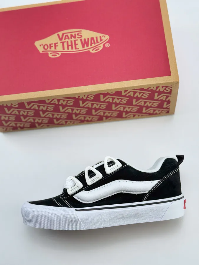 Vans Knu Skool DR Classic White Canvas Sneakers with Wide Laces