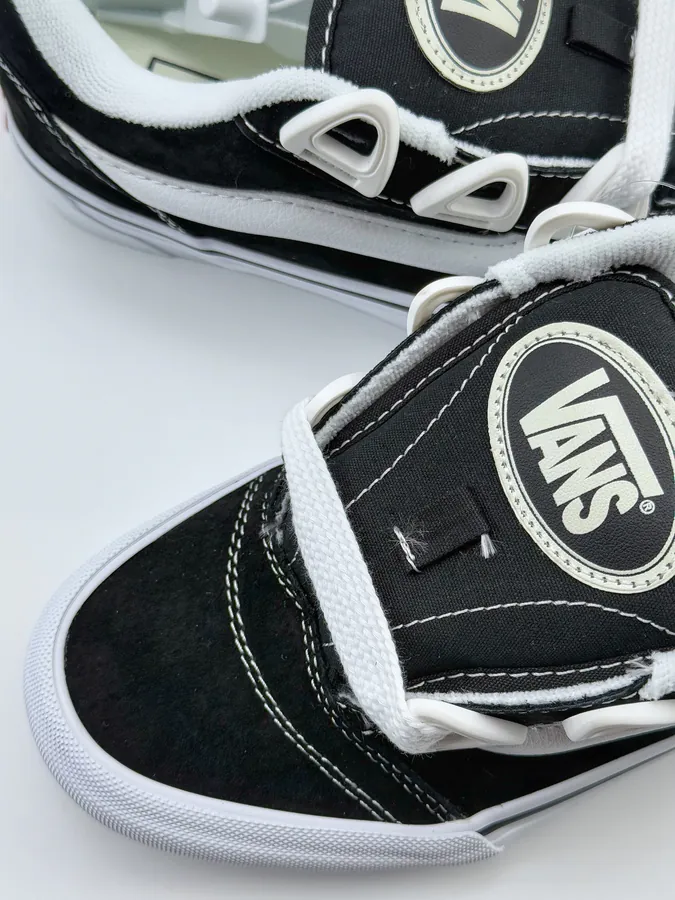 Vans Knu Skool DR Classic White Canvas Sneakers with Wide Laces