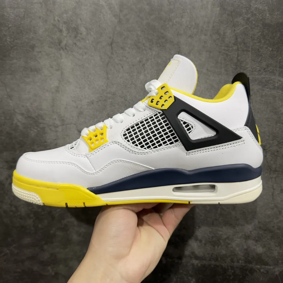 Air Jordan AJ4 Retro White Black Yellow Buckle AQ9129 101