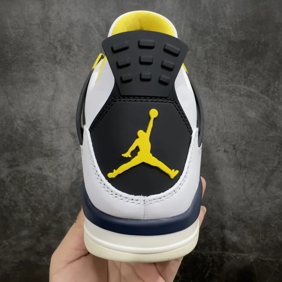 Air Jordan AJ4 Retro White Black Yellow Buckle AQ9129 101