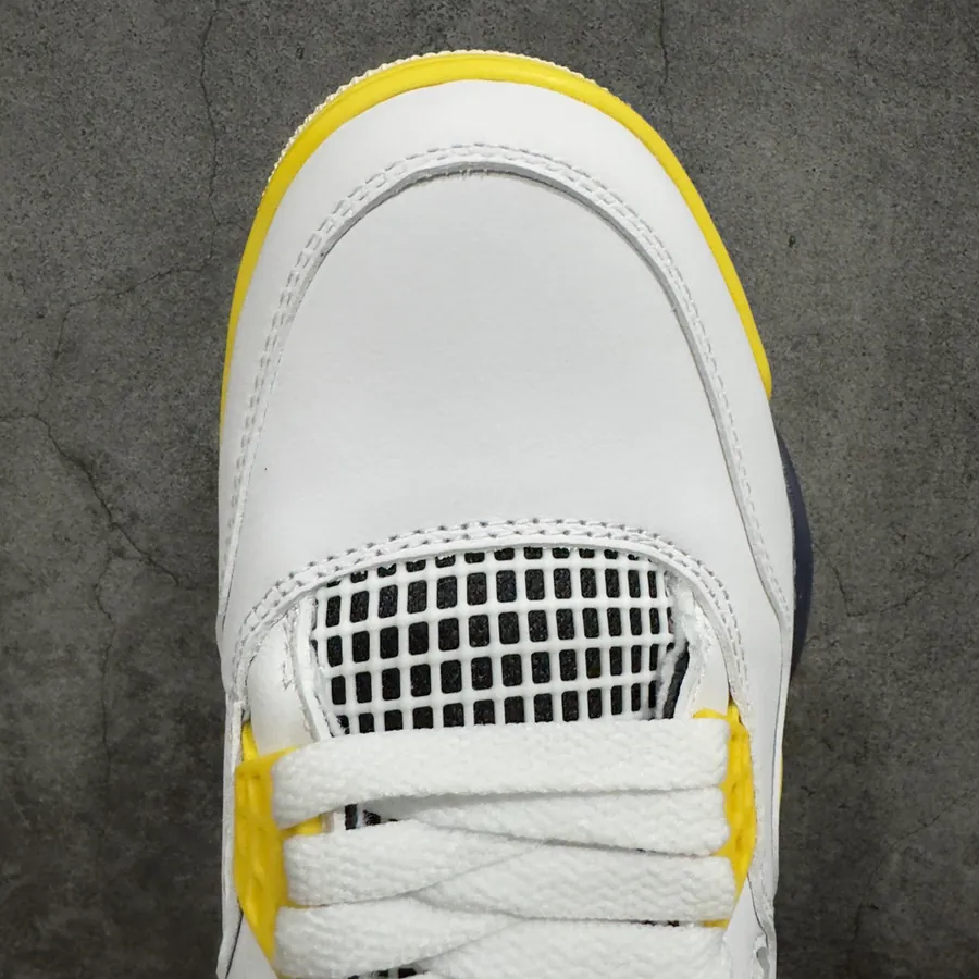 Air Jordan AJ4 Retro White Black Yellow Buckle AQ9129 101