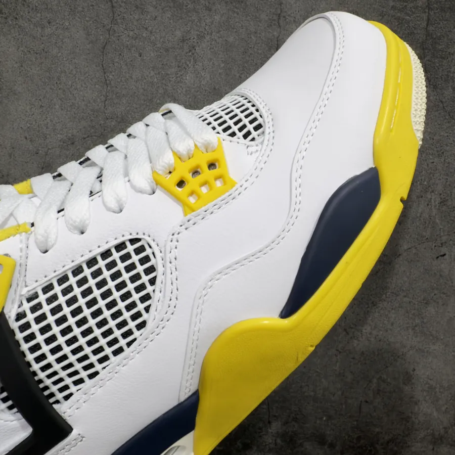 Air Jordan AJ4 Retro White Black Yellow Buckle AQ9129 101