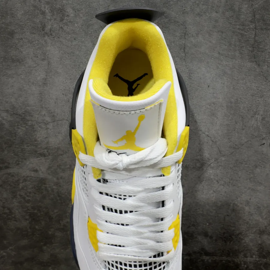 Air Jordan AJ4 Retro White Black Yellow Buckle AQ9129 101