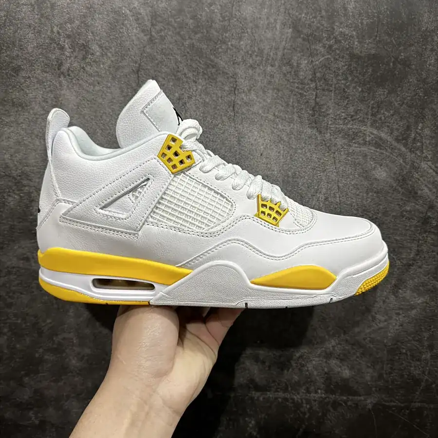 Air Jordan AJ4 Retro White Yellow Toe Authentic Reproduction