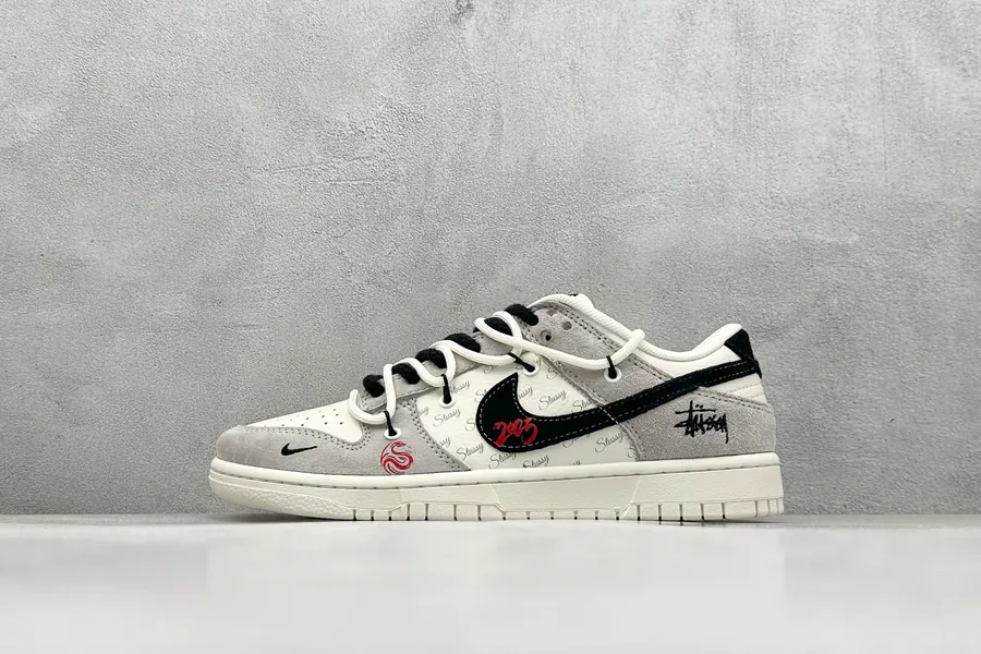Nk SB Dunk Low Stussy Webbing Black Hook, Premium Customized Low Top Sneakers