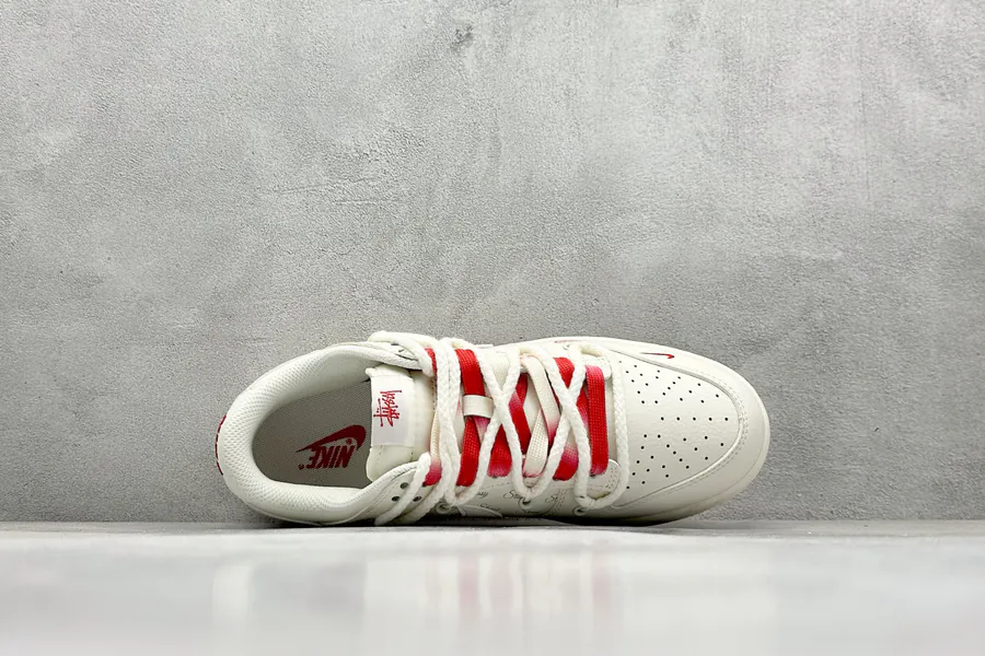 Nike SB Dunk Low x Stussy White Red Hook Strap