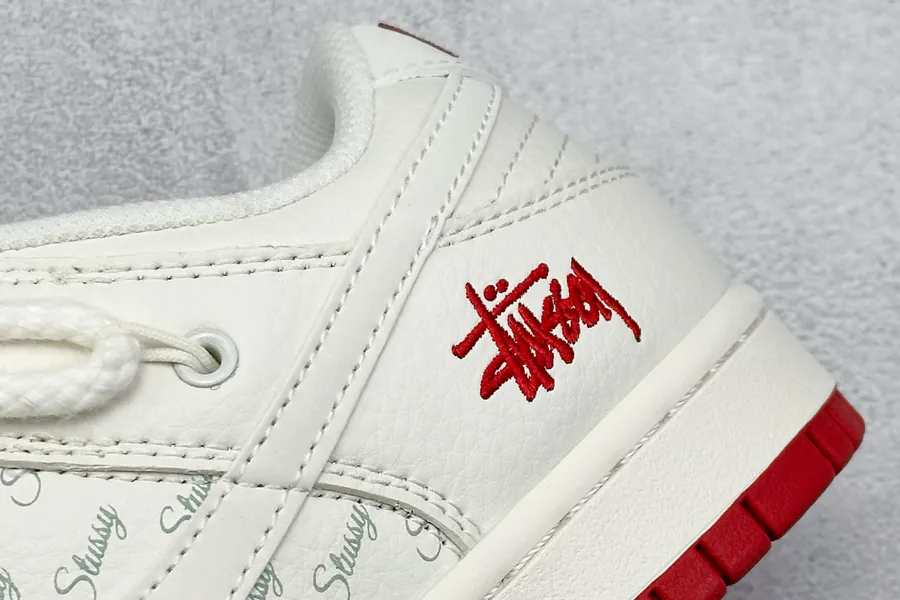 Nike SB Dunk Low x Stussy White Red Hook Strap