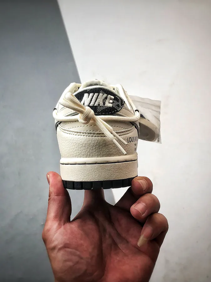 LV Print White Black Patchwork Jeans Destuctured Low Top Sneaker
