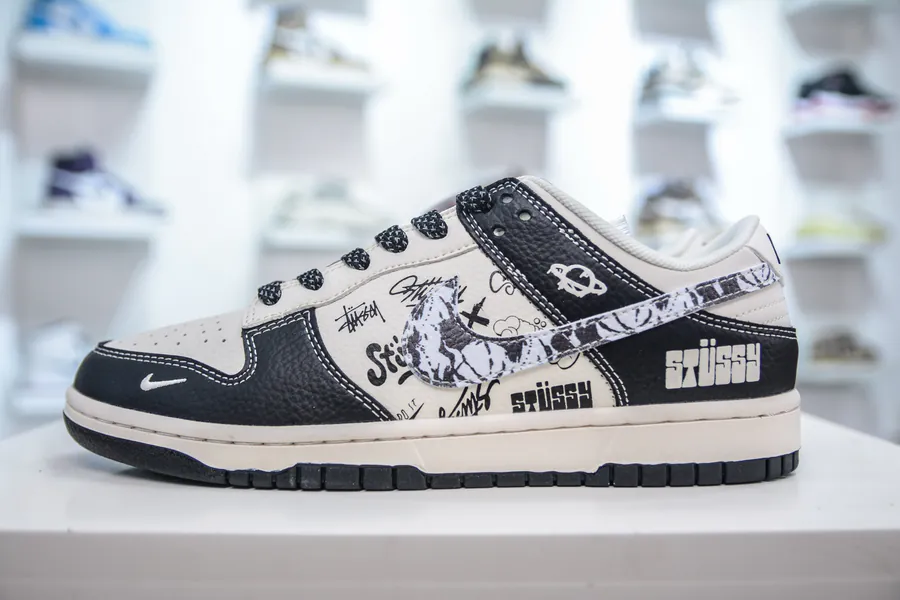 SB Dunk Low x OG Collaboration Black and White Graffiti
