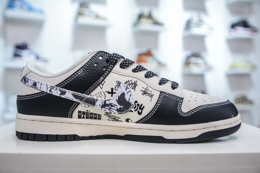SB Dunk Low x OG Collaboration Black and White Graffiti