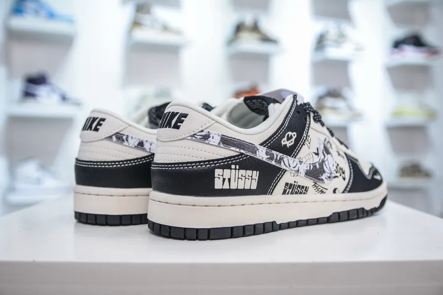 SB Dunk Low x OG Collaboration Black and White Graffiti