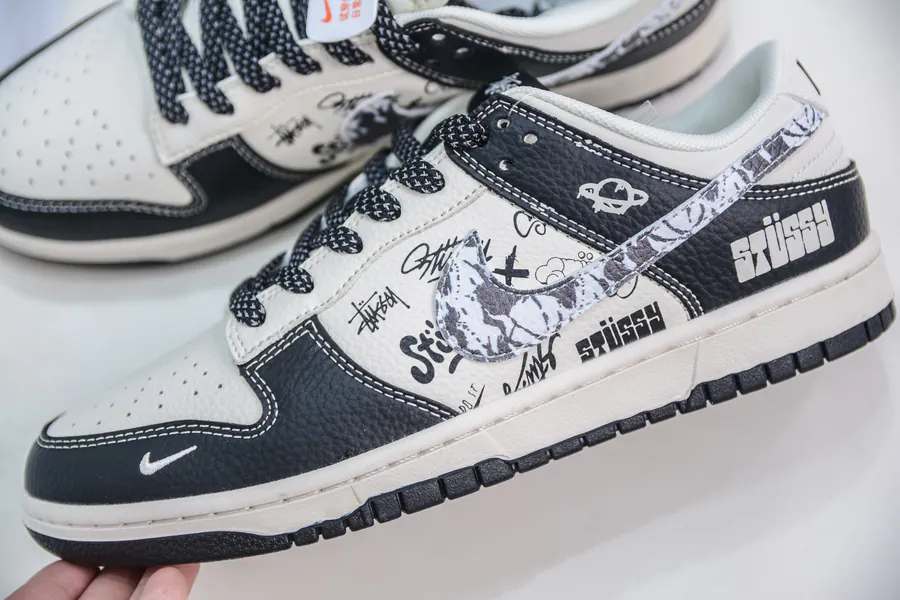 SB Dunk Low x OG Collaboration Black and White Graffiti