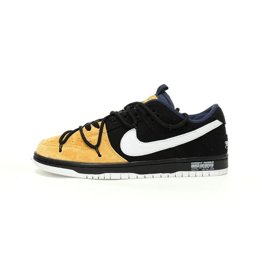 SB Dunk Low Pro PRM 'Black' in Midnight Navy & Desert Oce