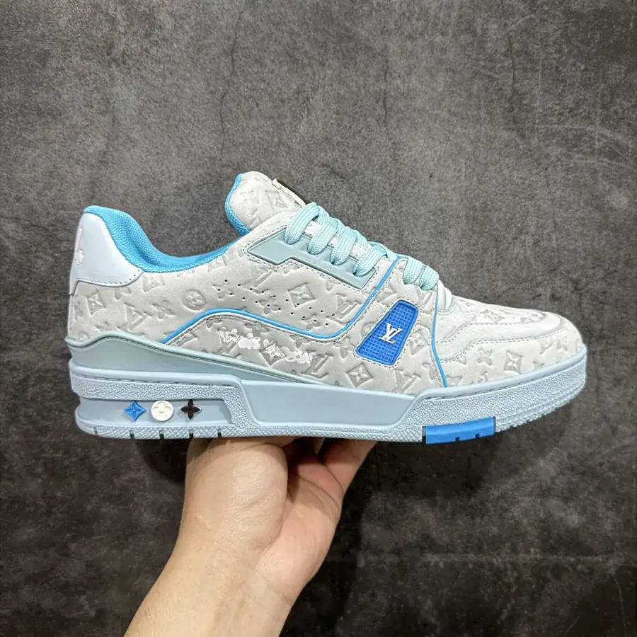 LV Trainer Blue Grained Calfskin Print