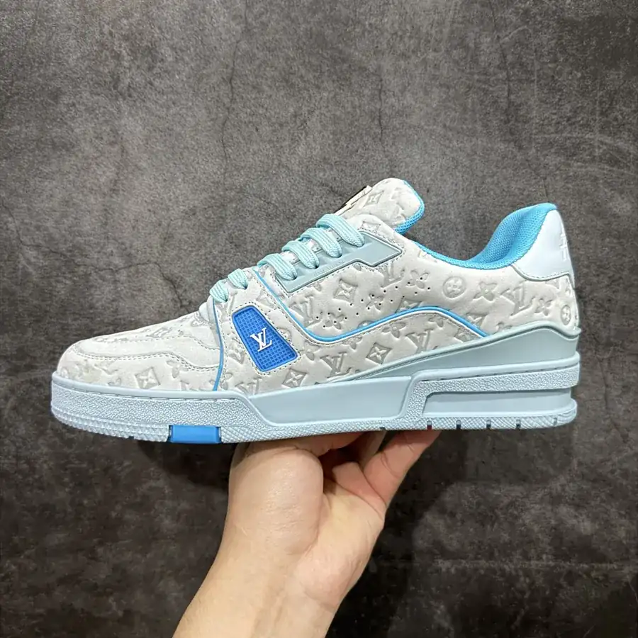 LV Trainer Blue Grained Calfskin Print