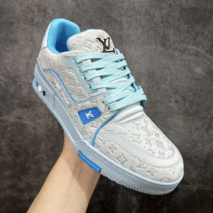 LV Trainer Blue Grained Calfskin Print