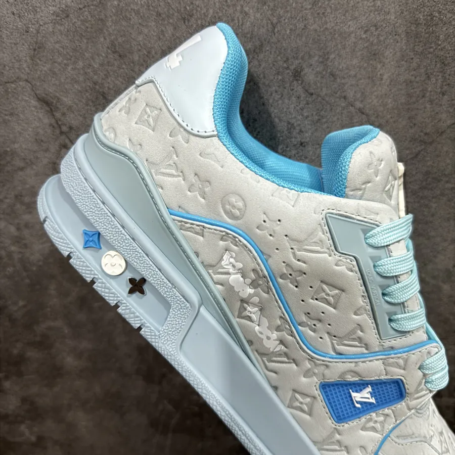 LV Trainer Blue Grained Calfskin Print