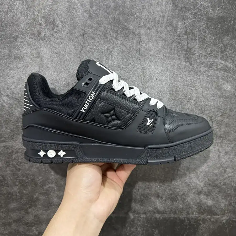 LV Trainer Black Calfskin with Embossed Pattern