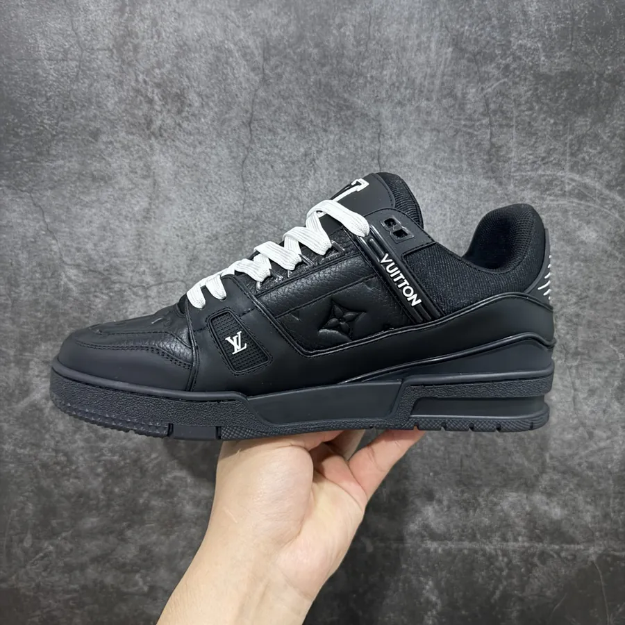 LV Trainer Black Calfskin with Embossed Pattern