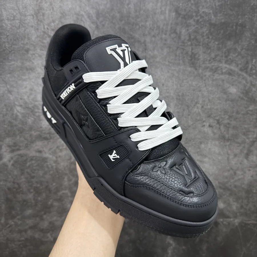 LV Trainer Black Calfskin with Embossed Pattern