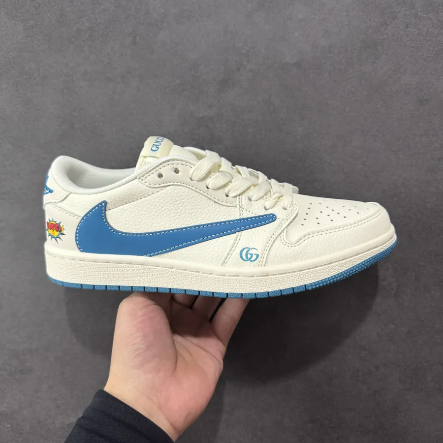 Travis Scott x Fraent Design x Air 1 Low OG SP 1 Blue Hook Blue Sole Low Top Cultural Casual Sneakers