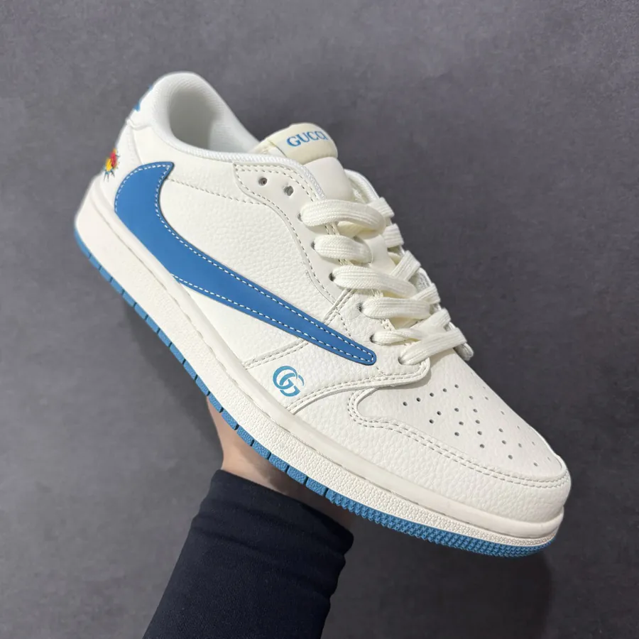 Travis Scott x Fraent Design x Air 1 Low OG SP 1 Blue Hook Blue Sole Low Top Cultural Casual Sneakers