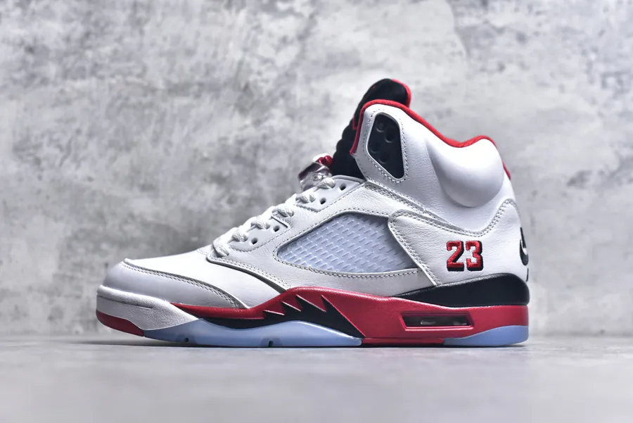 Air Jordan 5 Fire Red 'Black Tongue' High Top Retro Basketball Shoes
