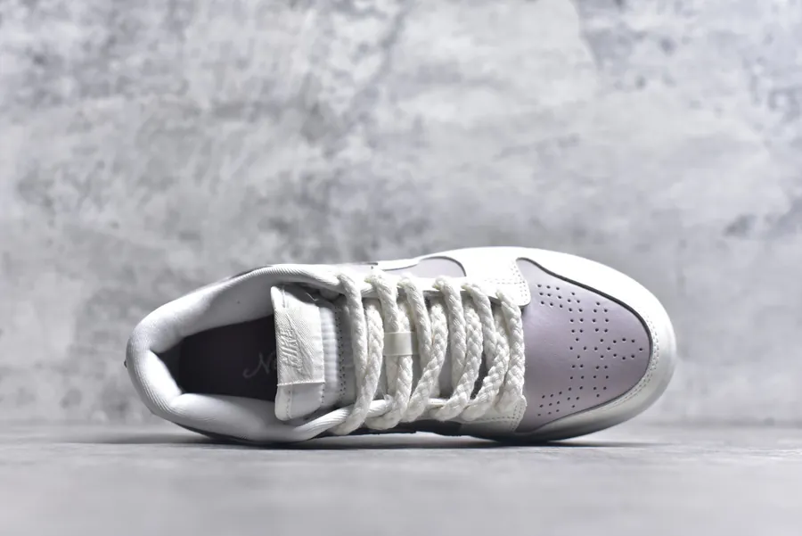 Nike SB Dunk Low White and Lavender Embossed Low Top Sneakers