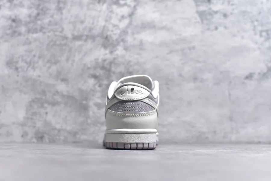Nike SB Dunk Low White and Lavender Embossed Low Top Sneakers