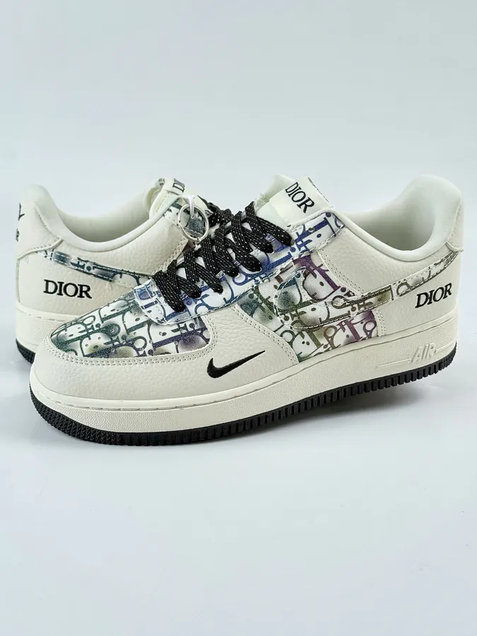 DIOR x Nike Air Force 1 Low 07 White Black Mini Chevron