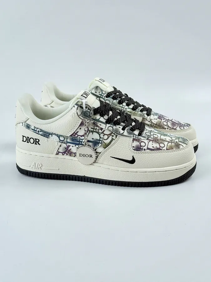 DIOR x Nike Air Force 1 Low 07 White Black Mini Chevron
