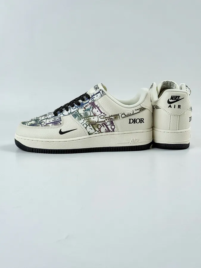 DIOR x Nike Air Force 1 Low 07 White Black Mini Chevron