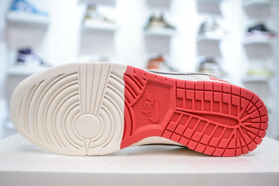Nike SB Dunk Low x Supreme SUP Collaboration White Red